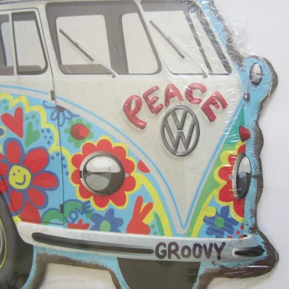 Volkswagen Car Van Groovy Peace Hippie Vintage Metal Sign - Picture 3 of 4